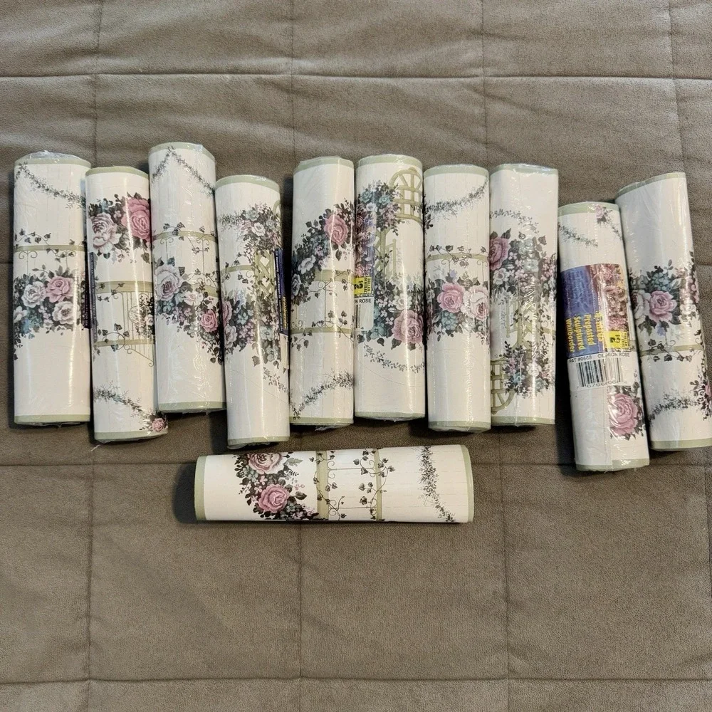 Vintage Floral Prepasted Wallpaper Border‎ 11 Rolls Old Fashion Rose 4 Yd ea.
